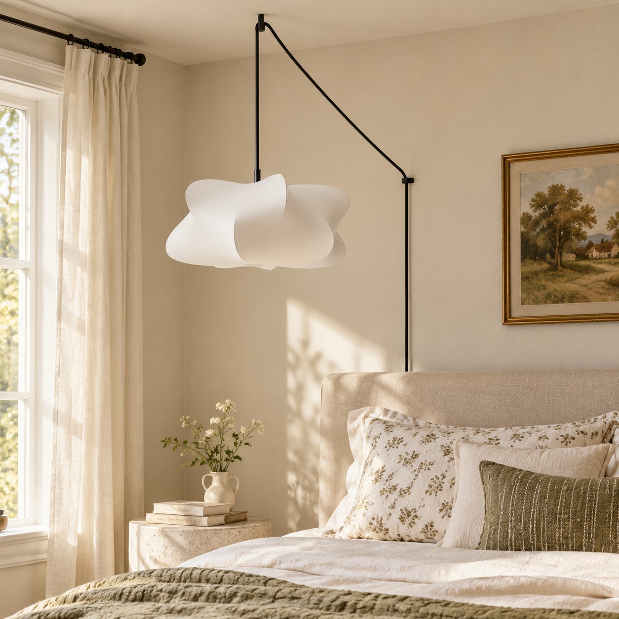 Suspension sculpturale dans une chambre