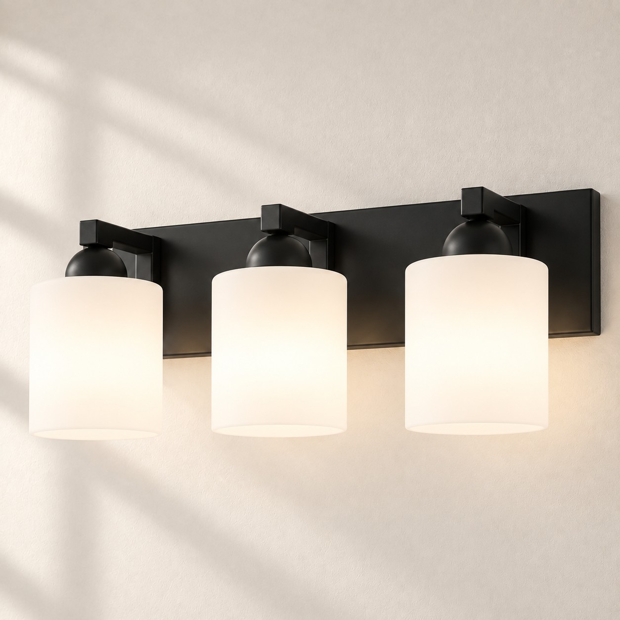 Negro Mate 3 luces Cristal Opal