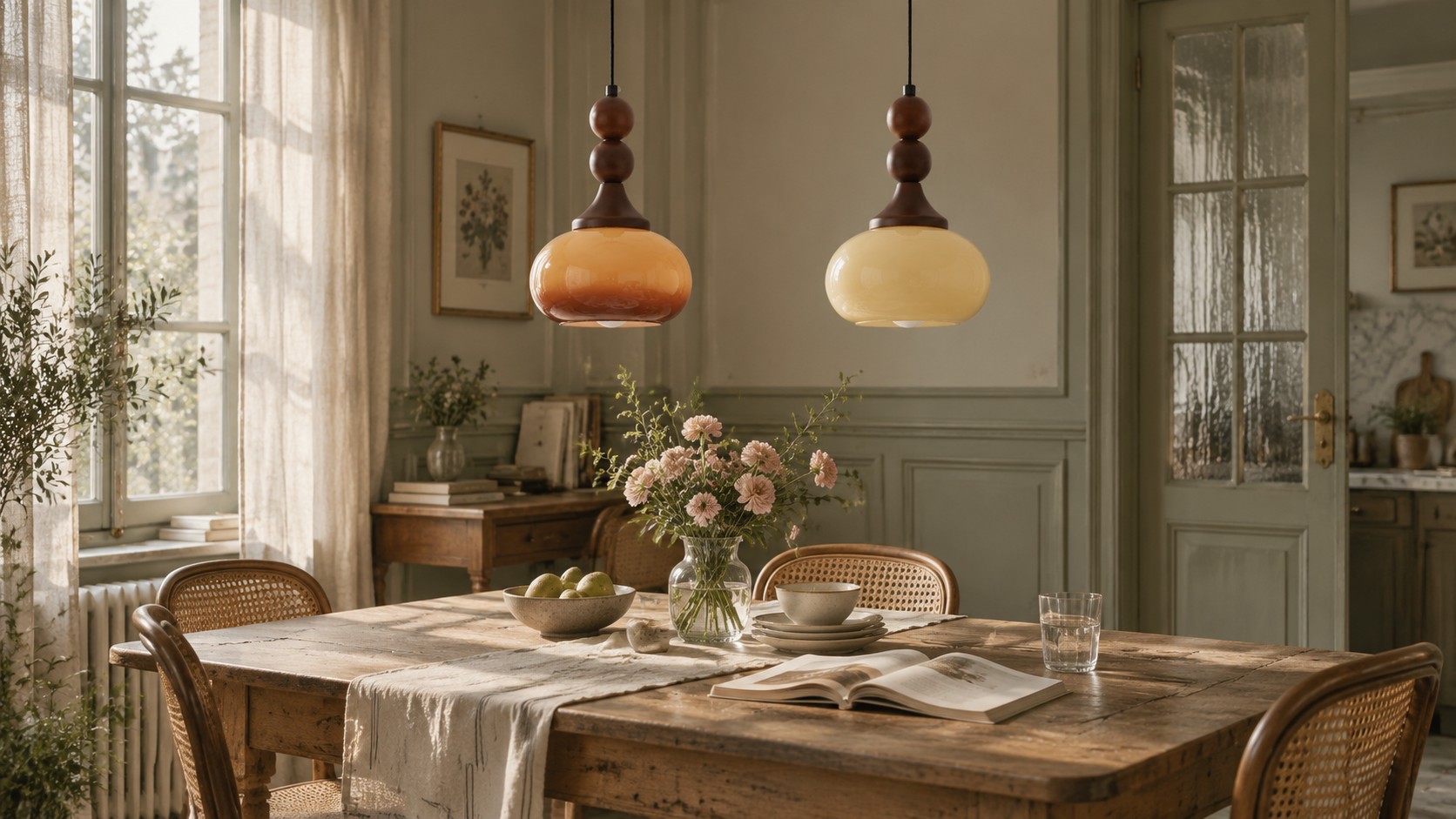 Lámpara colgante de cristal artística con luz diurna