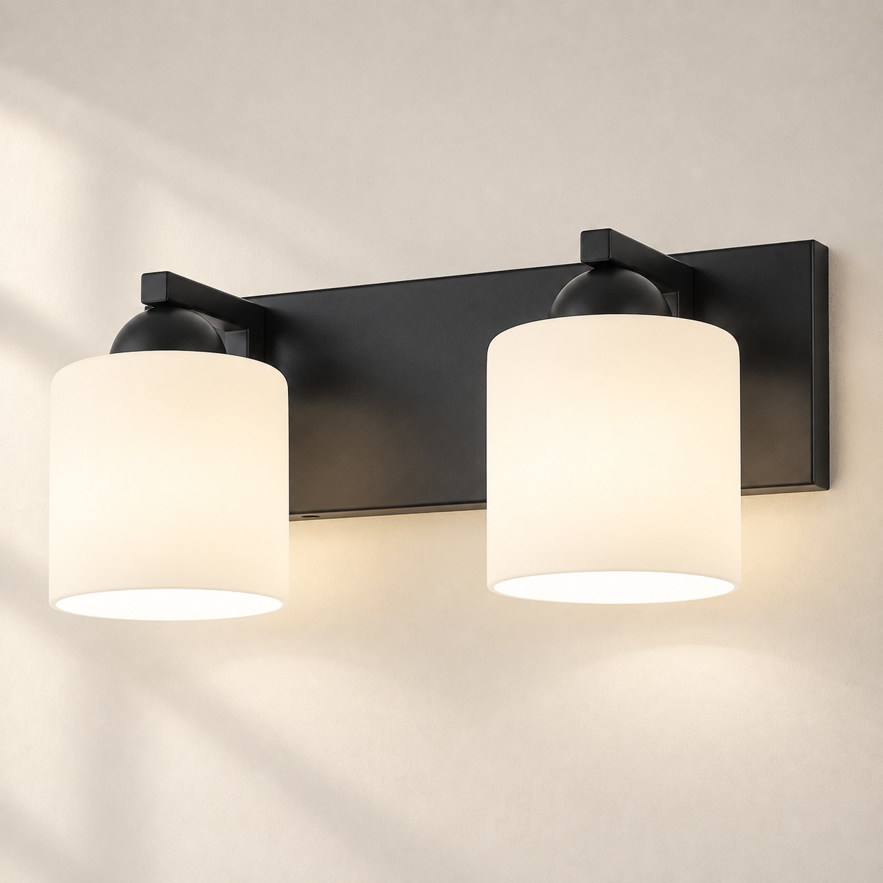 Negro Mate 2 luces Cristal Opal