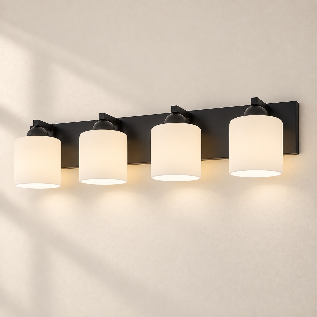 Negro Mate 4 luces Cristal Opal