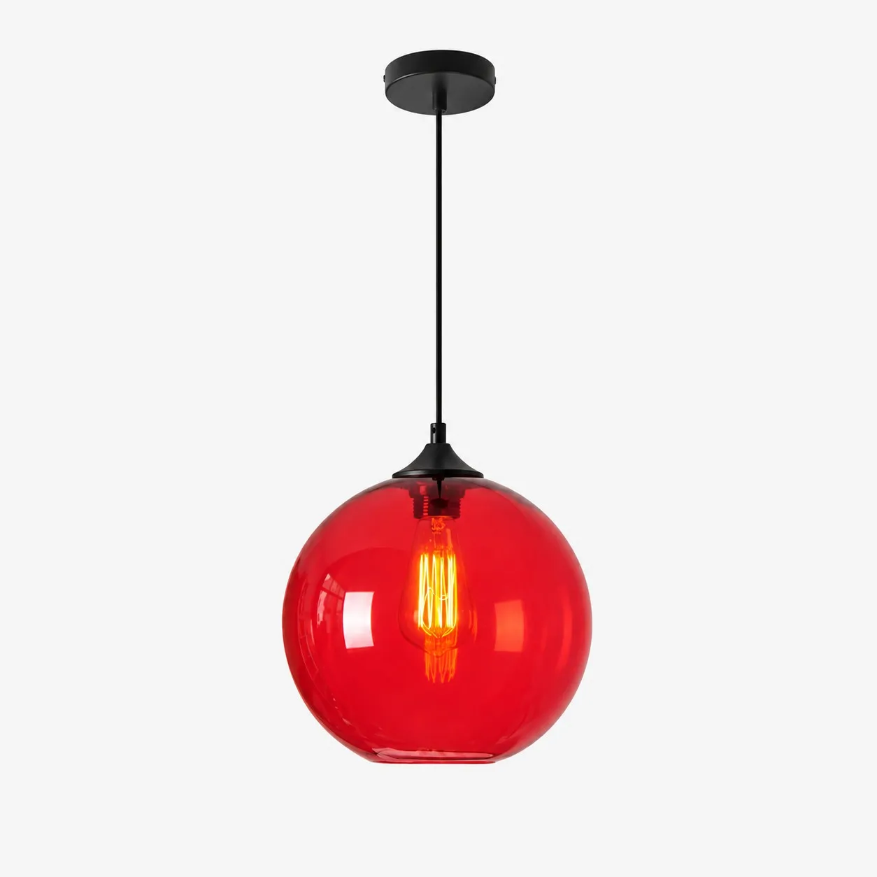 Lámpara colgante con globo de cristal gris ahumado