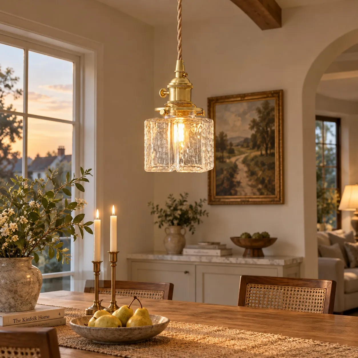 Lampa wisząca w kształcie kostki cukru w stylu vintage we wnętrzu