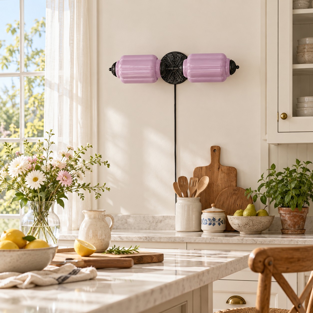 Eloise plug-in wall sconce styled in a room
