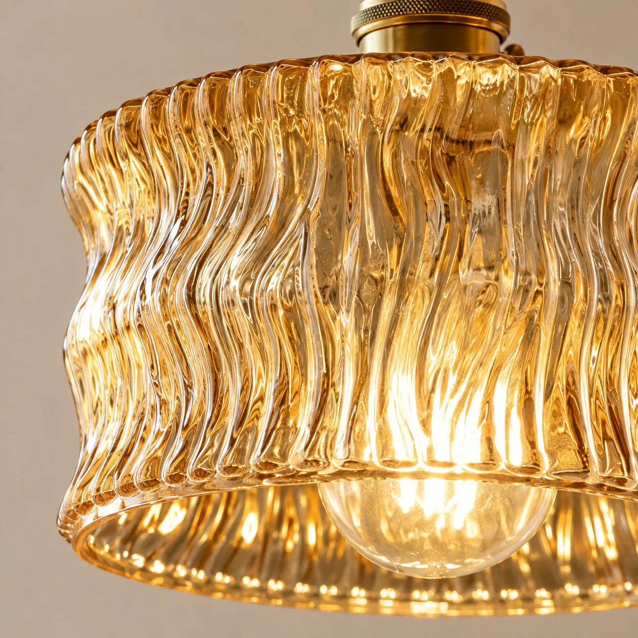 Amber wavy glass shade
