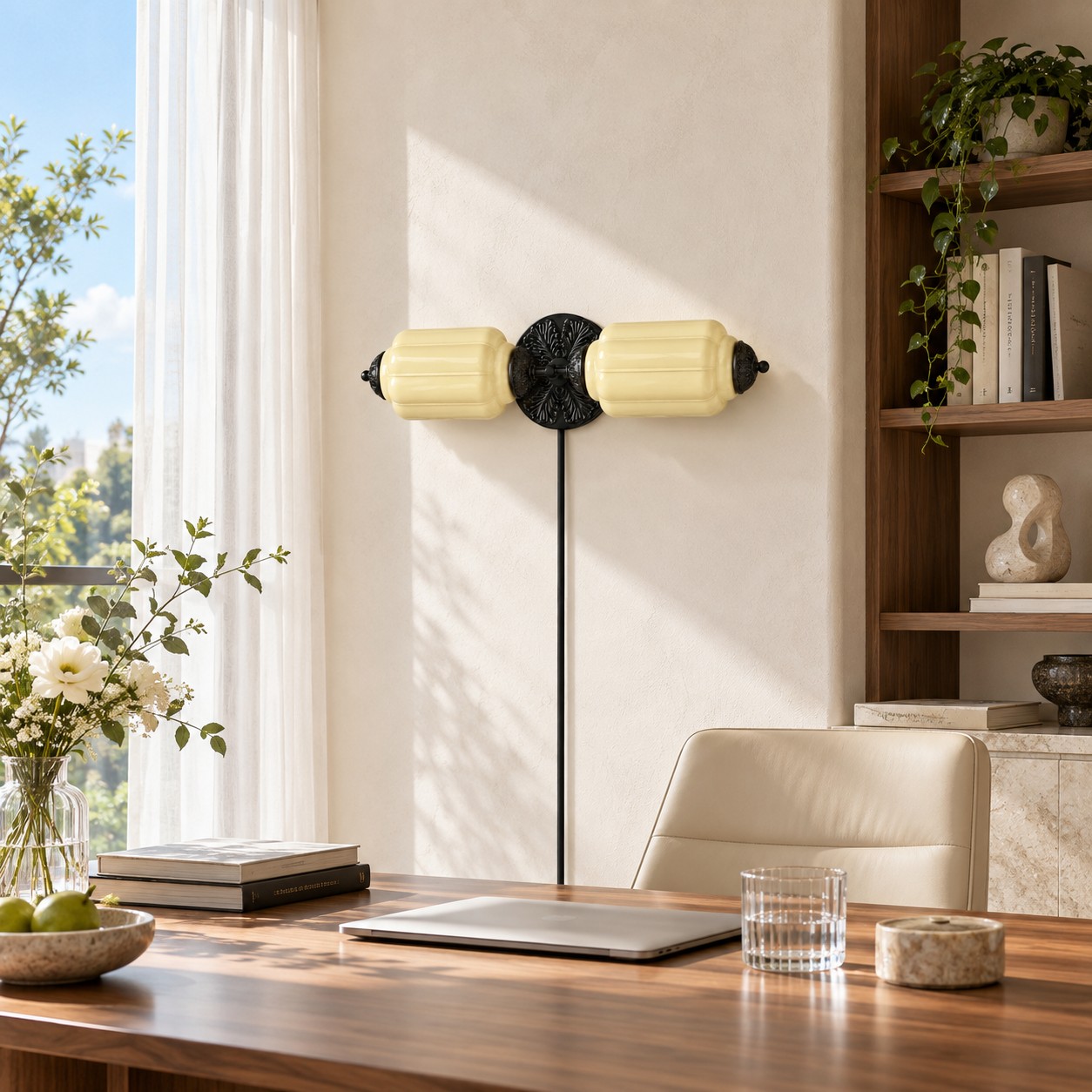 Eloise plug-in wall sconce styled in a room
