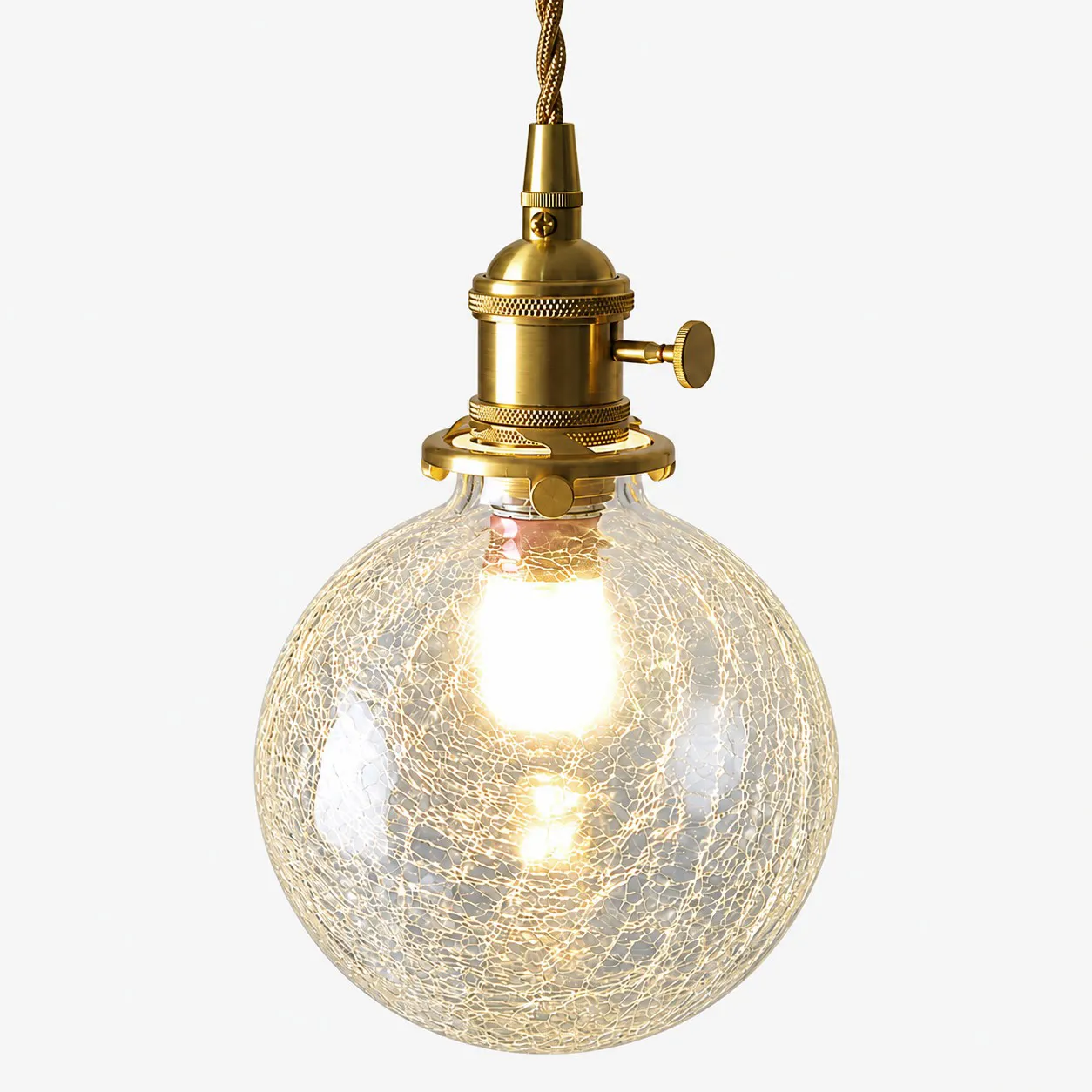 Lámpara colgante con globo de cristal craquelado