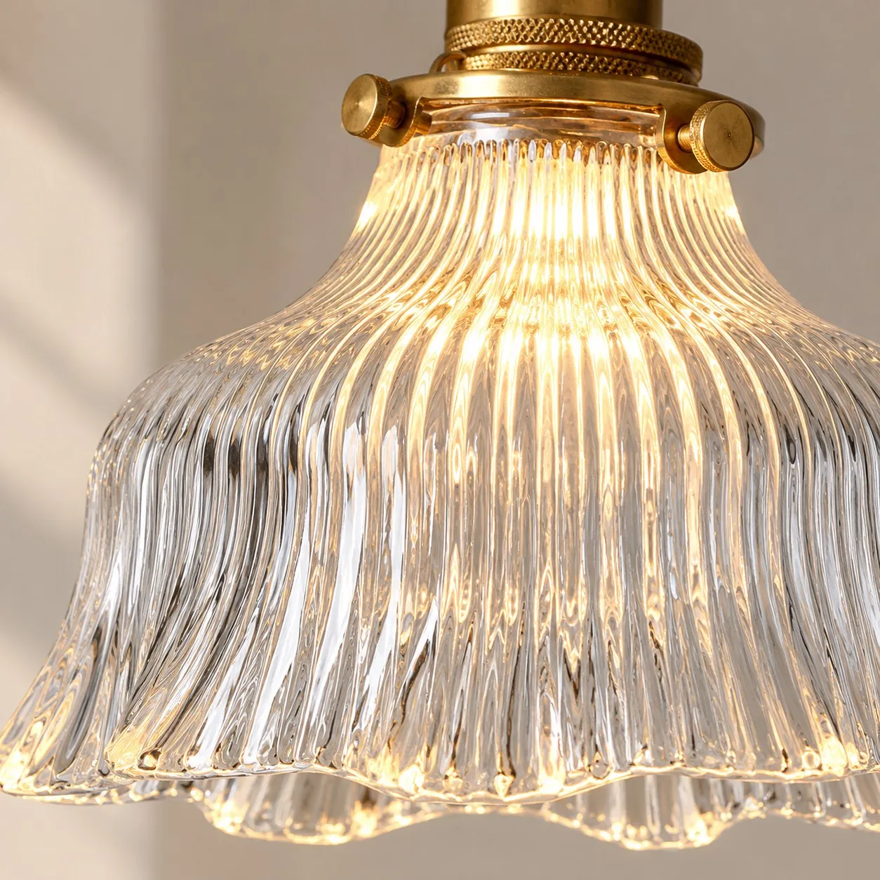 Ribbed clear glass shade