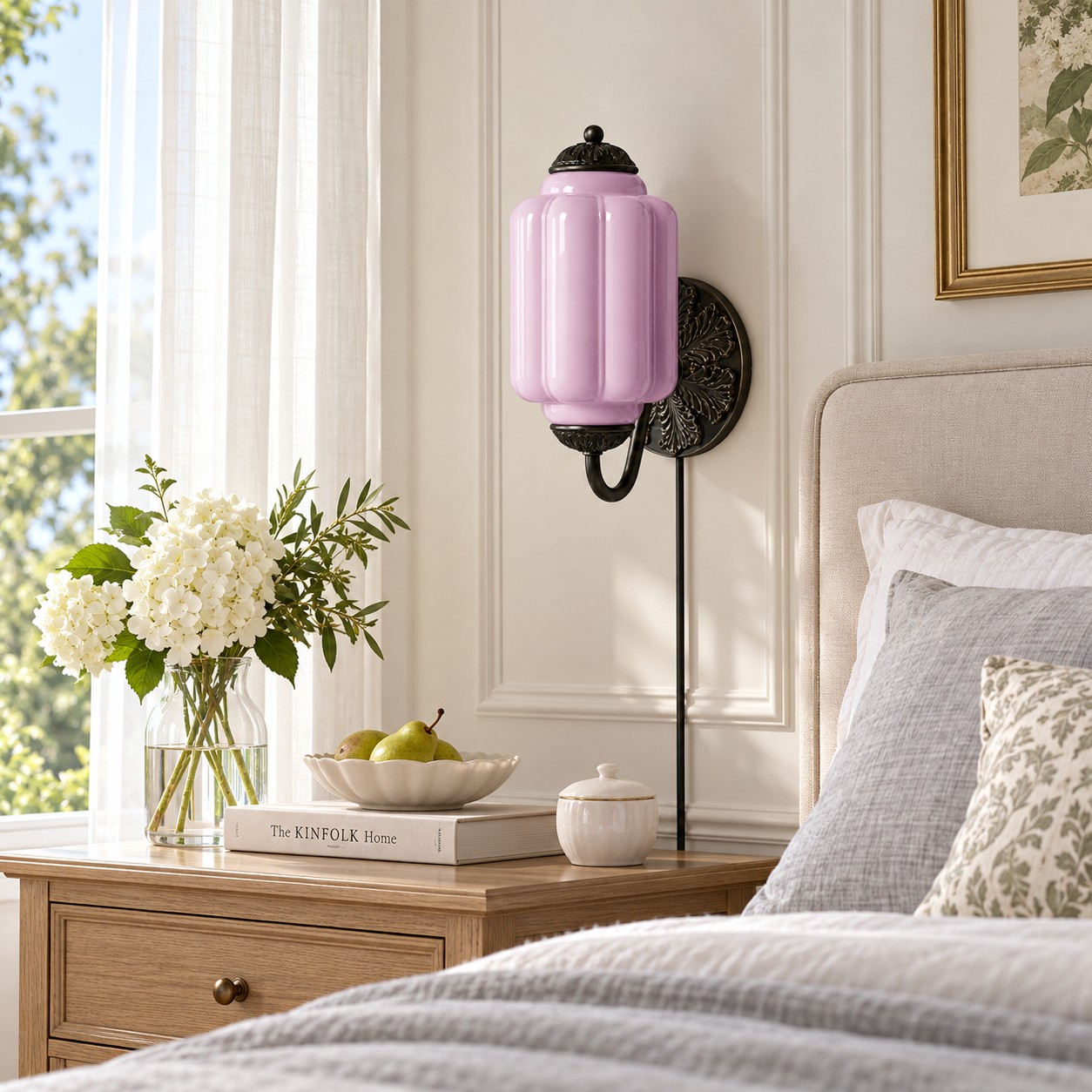 Eloise plug-in wall sconce styled in a room