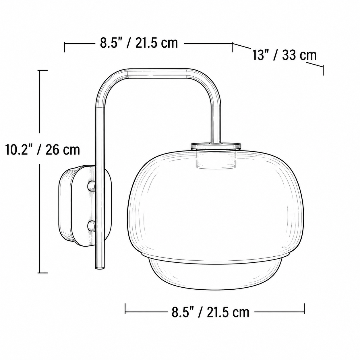 Flower-shaped resin wall lamp line drawing, 21.5 cm