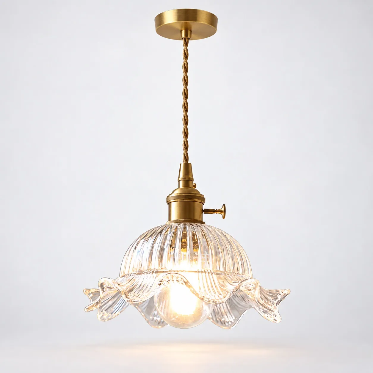Vintage Wavy-Edge Glass Pendant Lamp