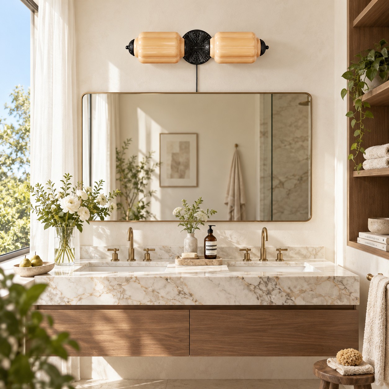 Eloise plug-in wall sconce styled in a room
