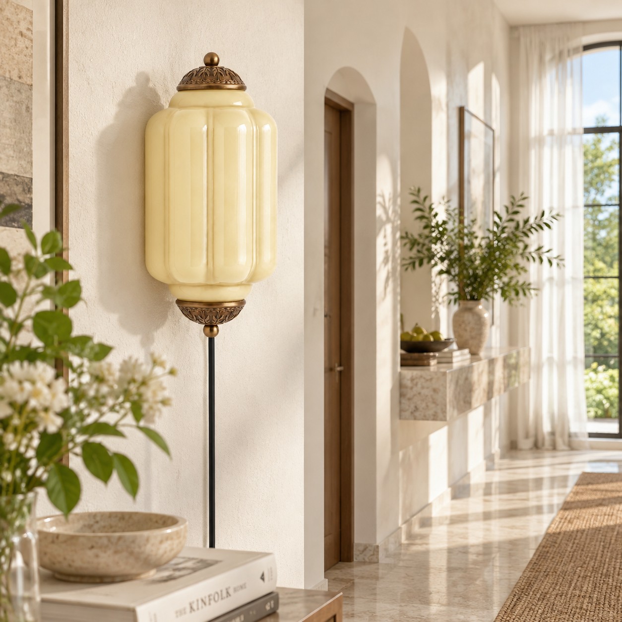 Eloise plug-in wall sconce styled in a room