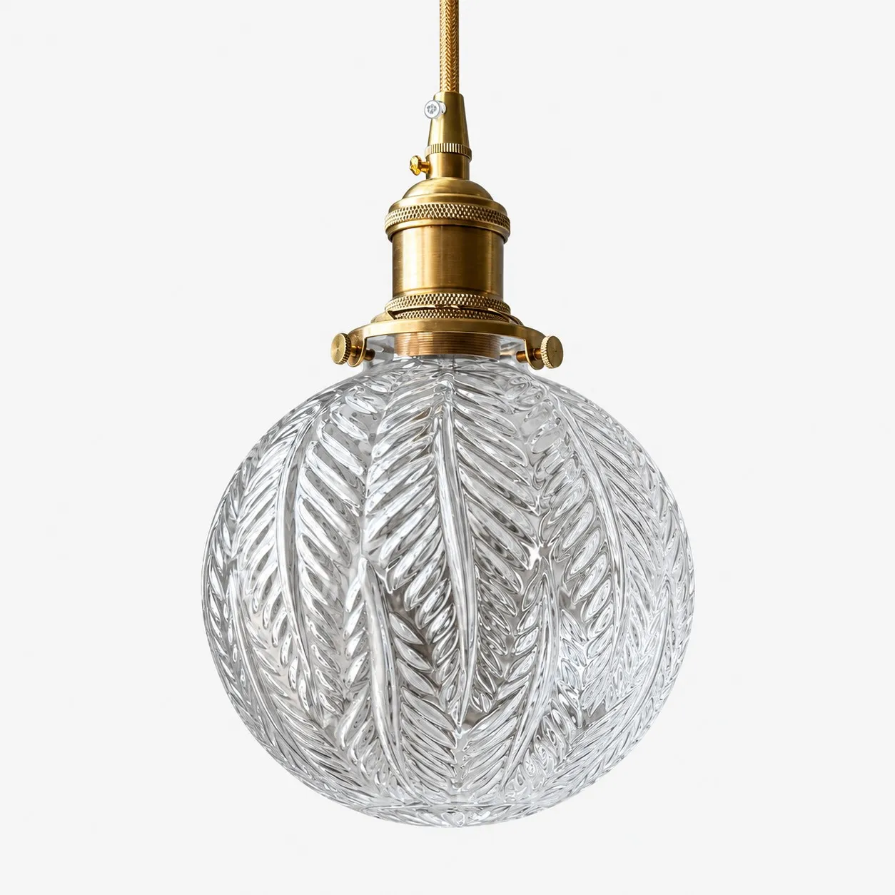 Vintage Leaf-Pattern Glass Ball Pendant Lamp