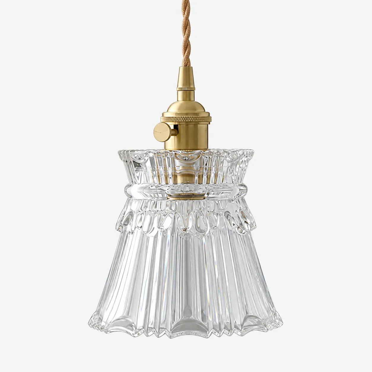 Suspension vintage en verre sculpté