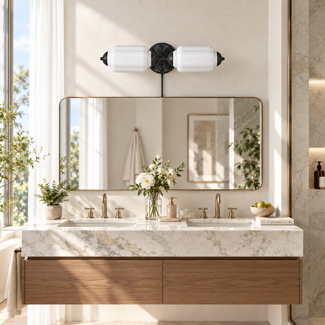 Eloise plug-in wall sconce styled in a room