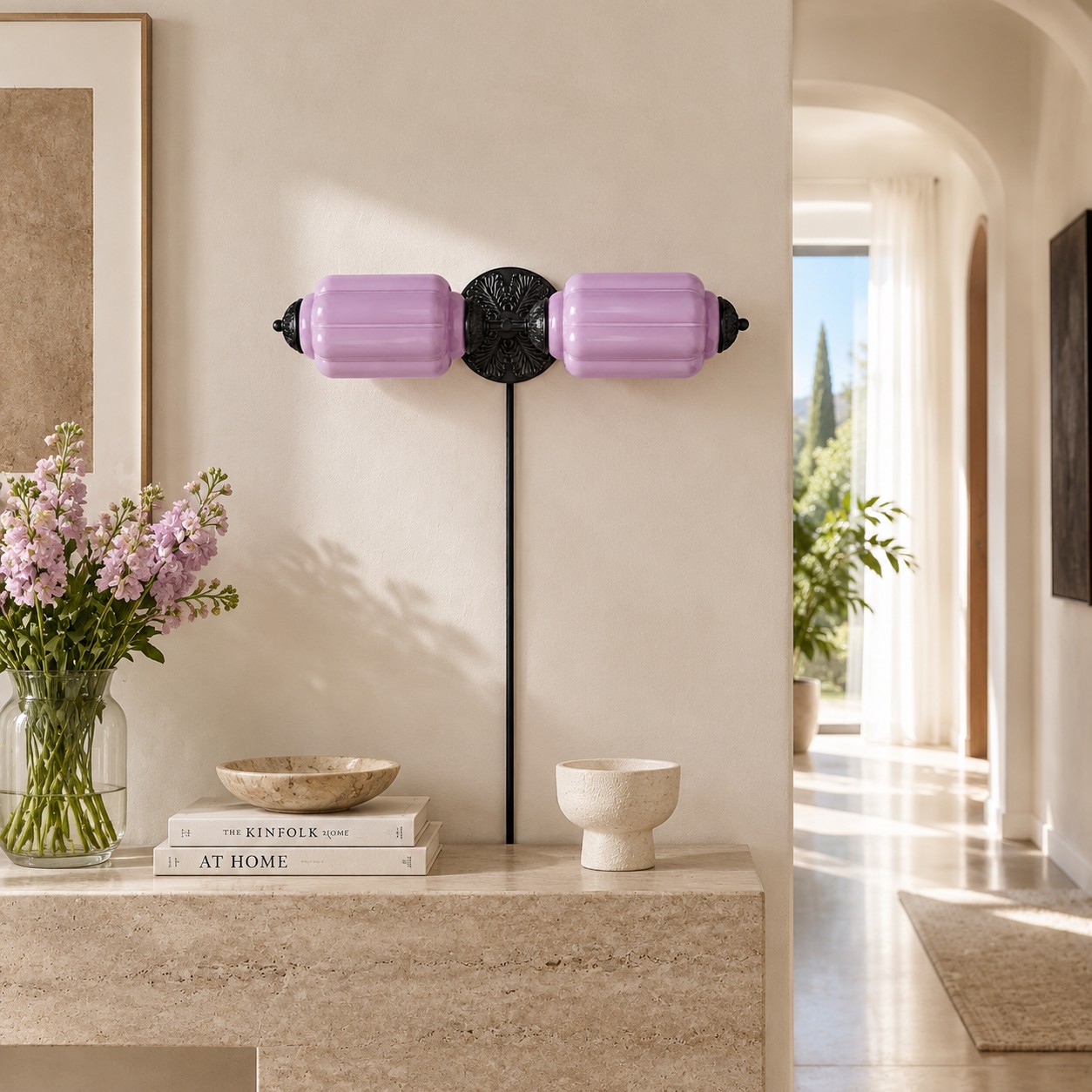 Eloise plug-in wall sconce styled in a room