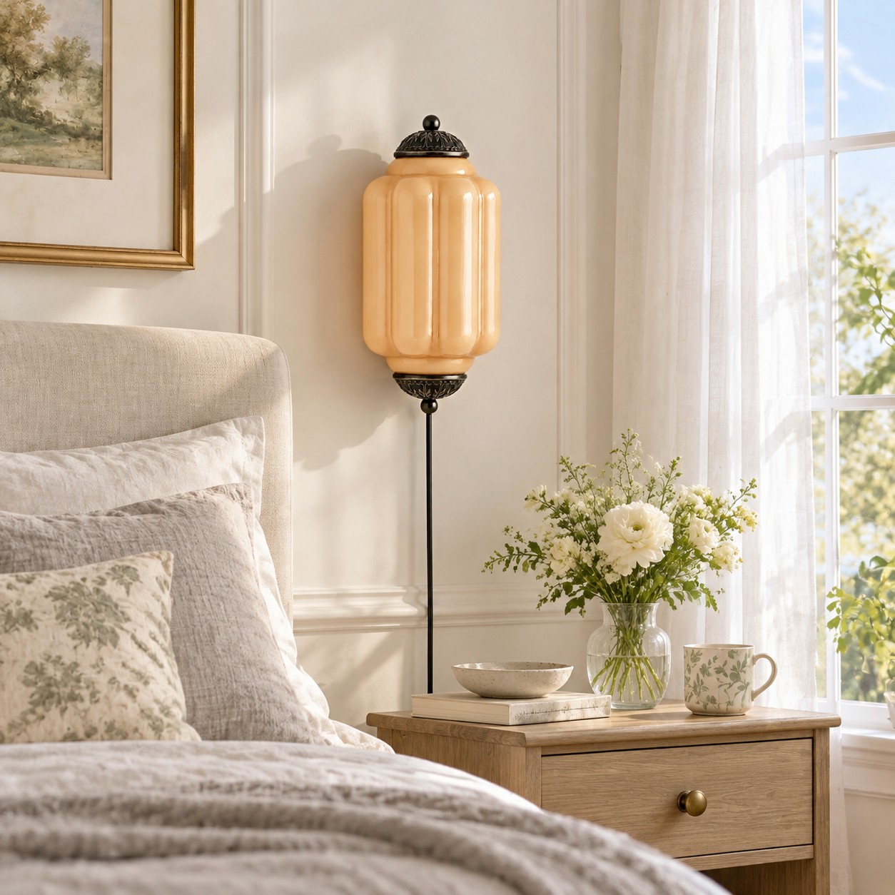 Eloise plug-in wall sconce styled in a room
