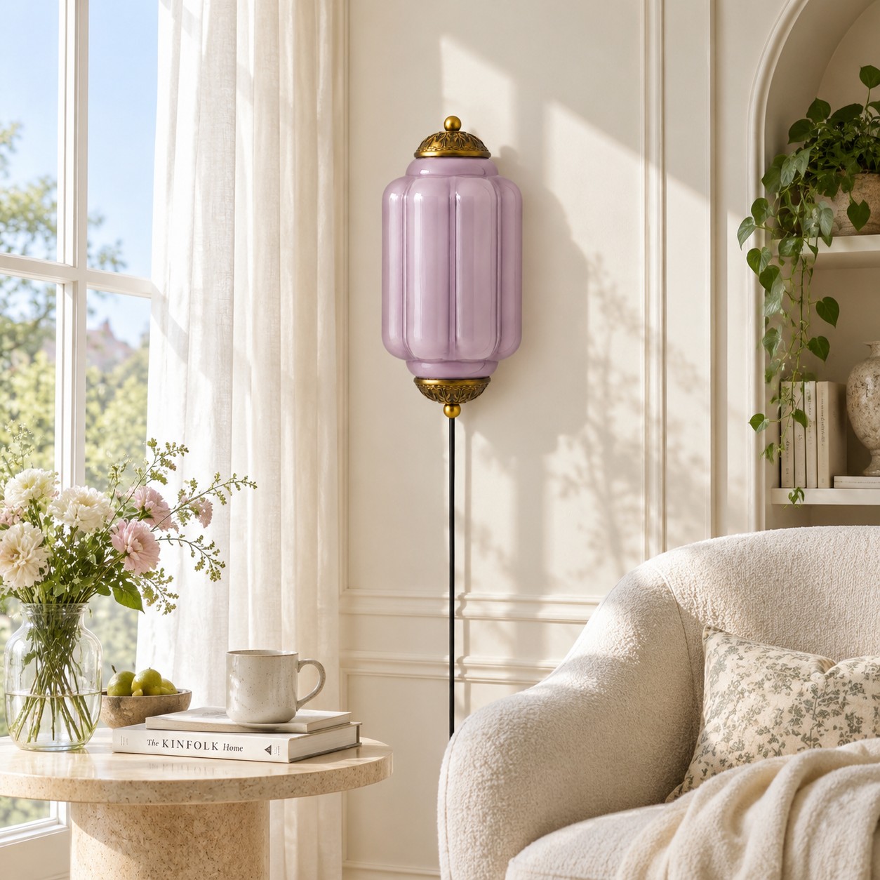 Eloise plug-in wall sconce styled in a room