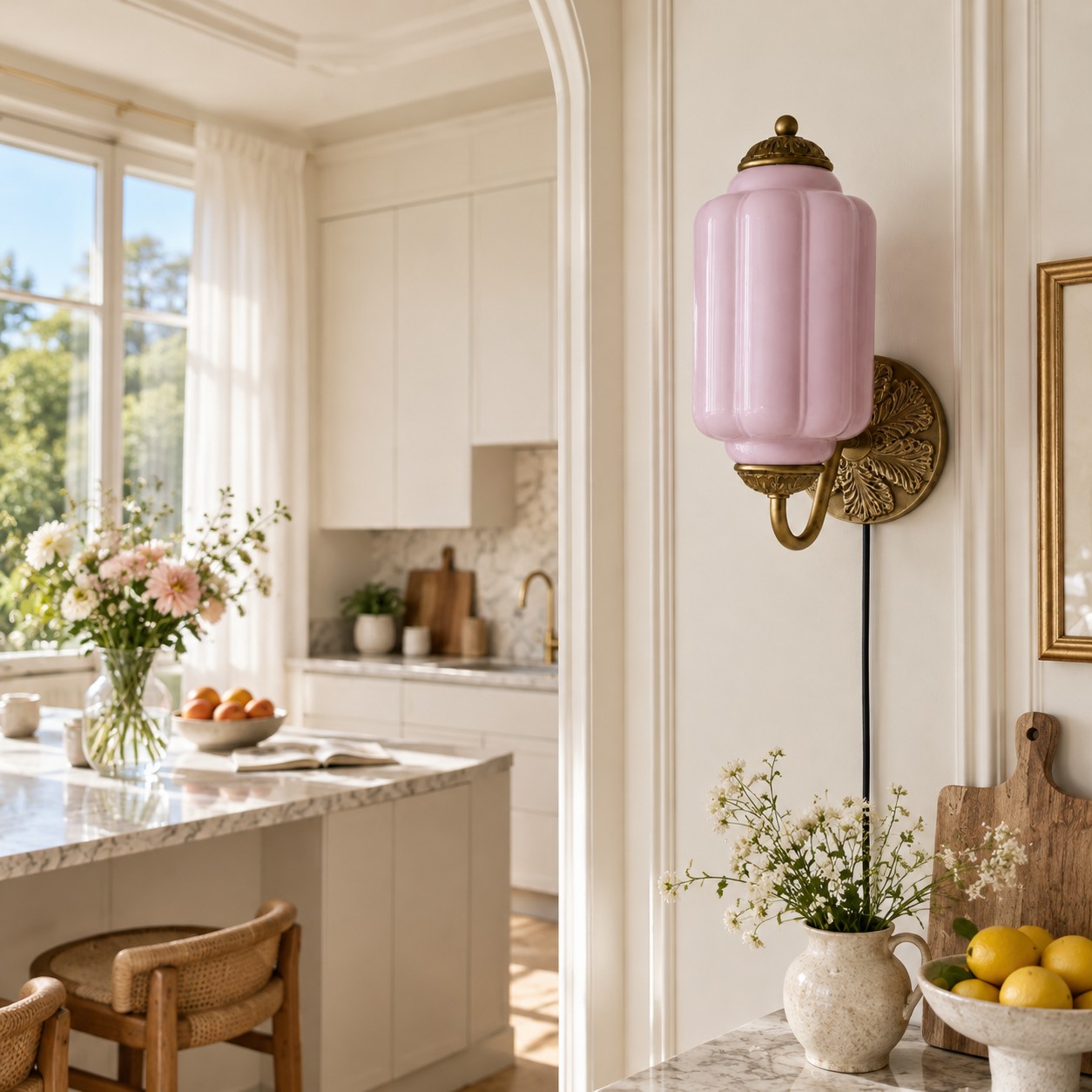 Eloise plug-in wall sconce styled in a room