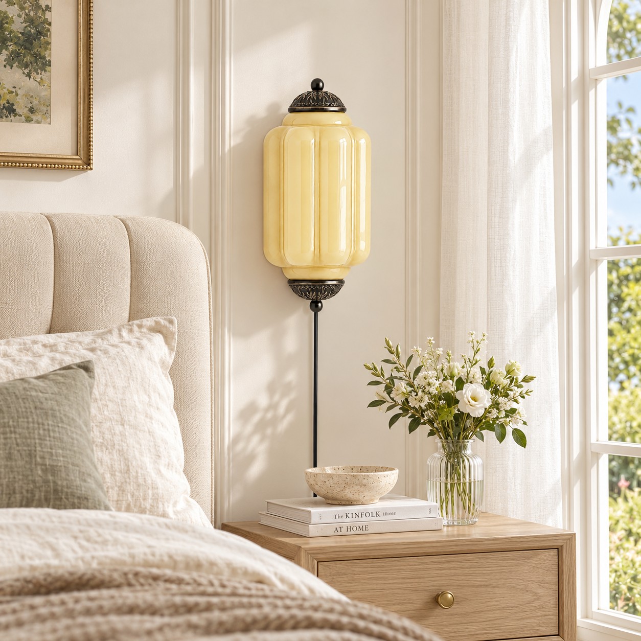 Eloise plug-in wall sconce styled in a room