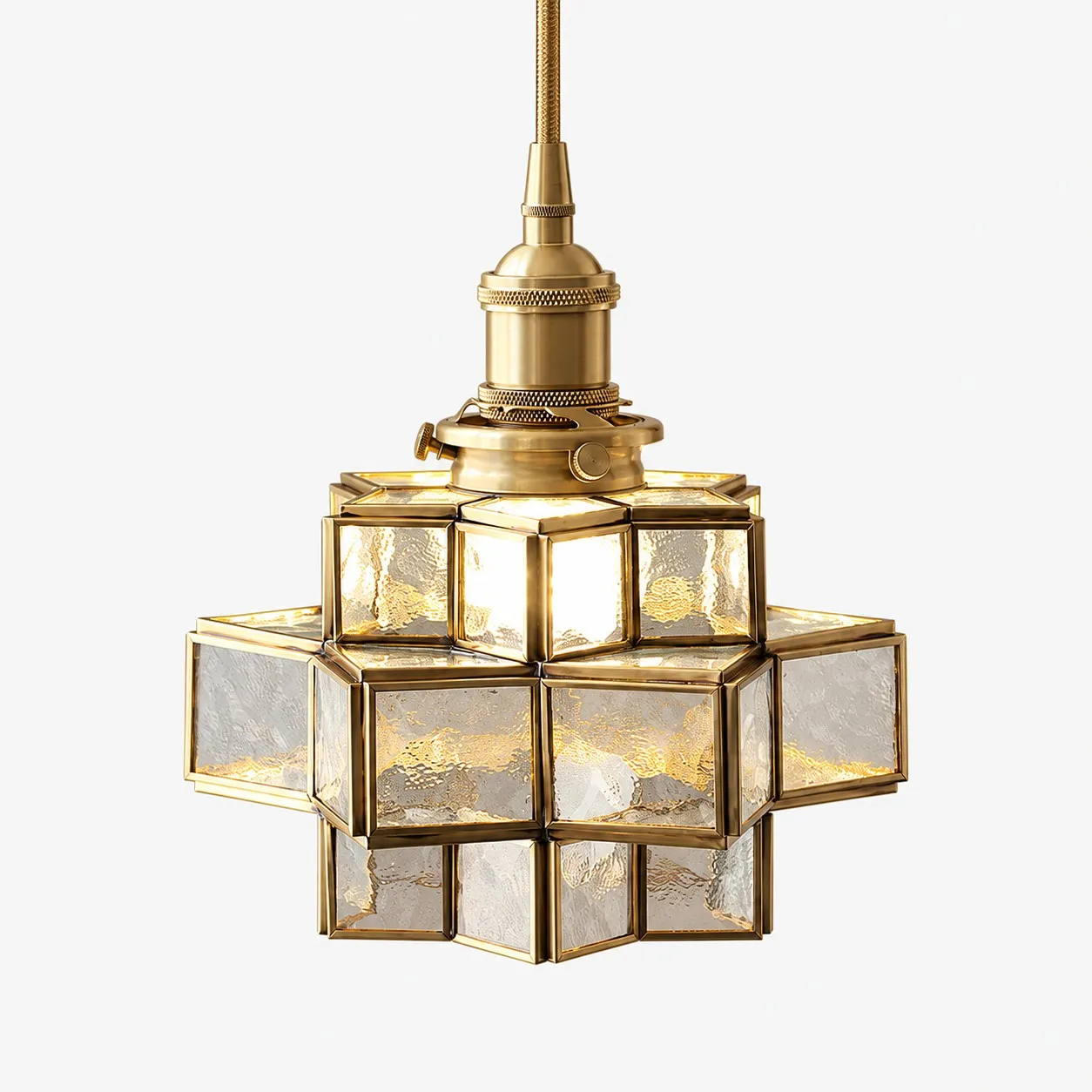 Luminária pendente vintage geométrica em vitral