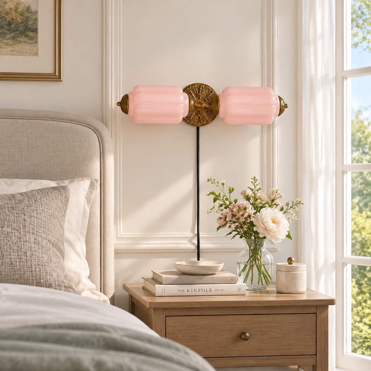 Eloise plug-in wall sconce styled in a room
