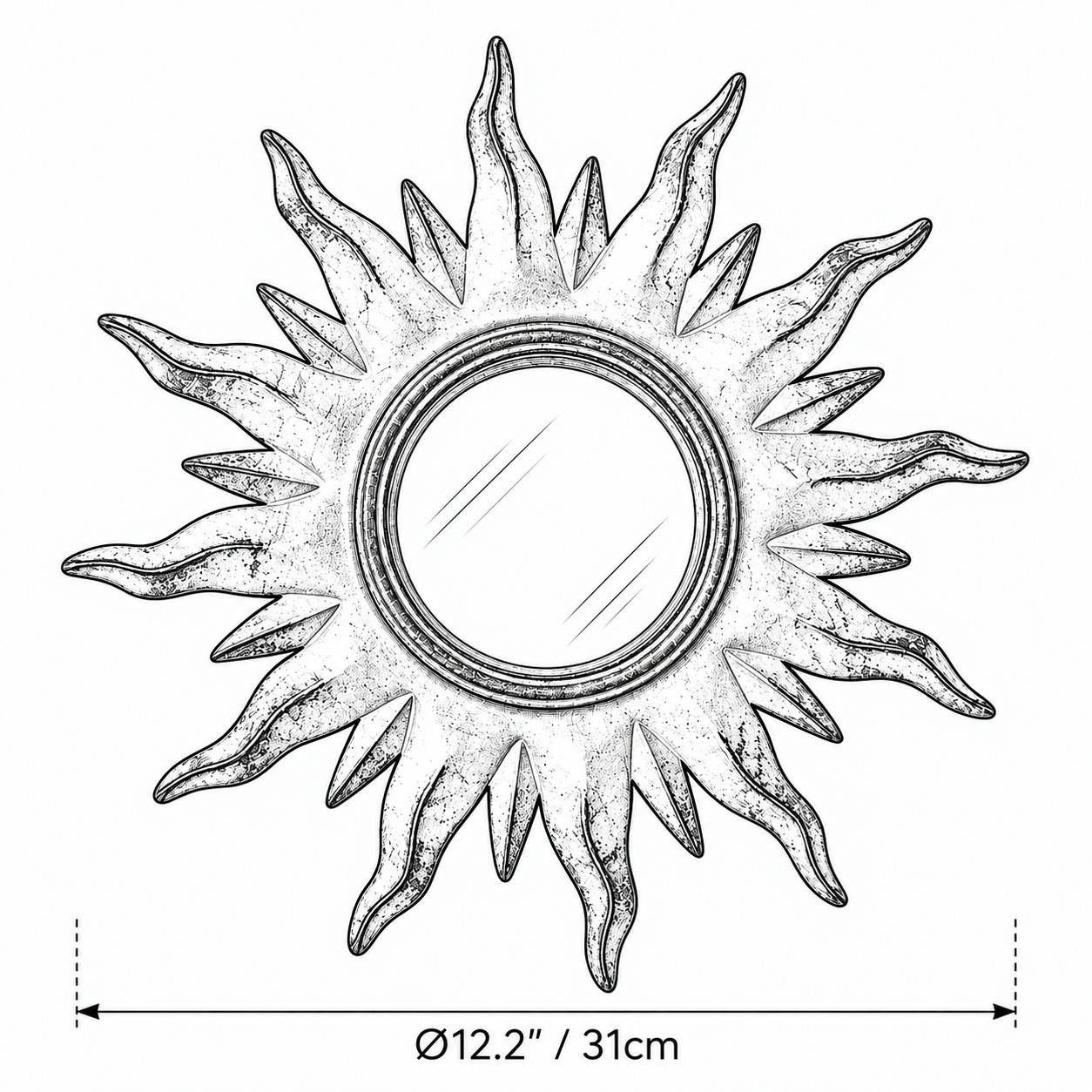 Disegno quote Sole Dia. 12.2 in / 31 cm