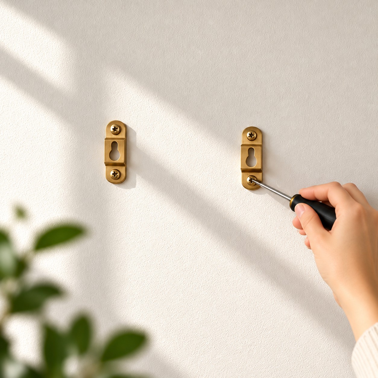 Secure the wall brackets with suitable fixings.