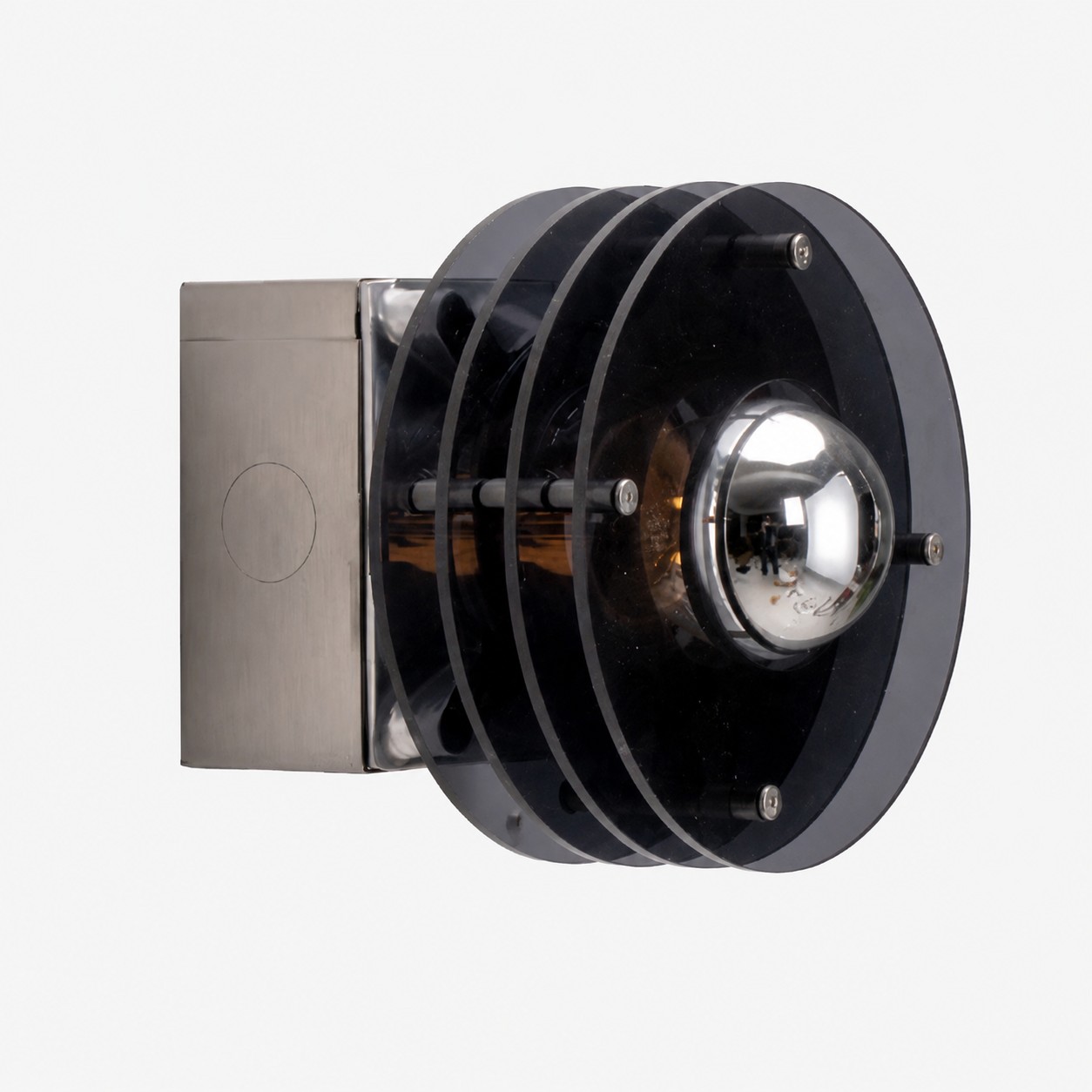 Lampada da parete in acrilico grigio fumo