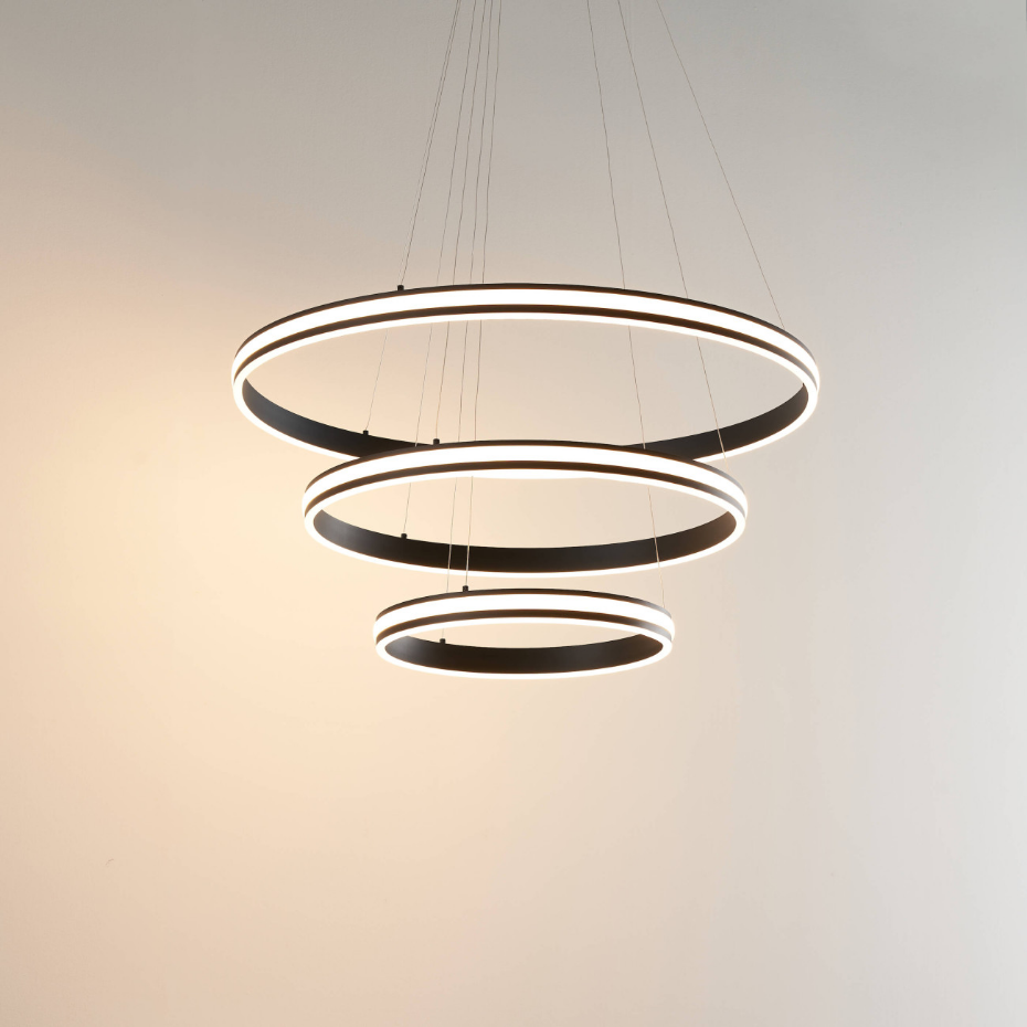 Suspension LED Design à Trois Anneaux - MAROGGIA