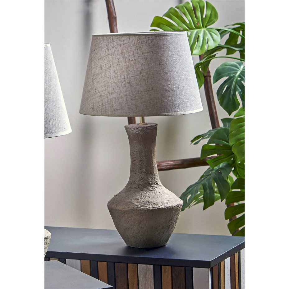 Lampe de table ronde en papier et abat-jour polyester