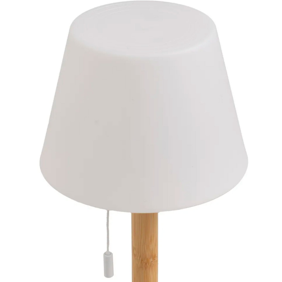 Lampe à poser bambou LED à tirette sans fil 15x15x28cm