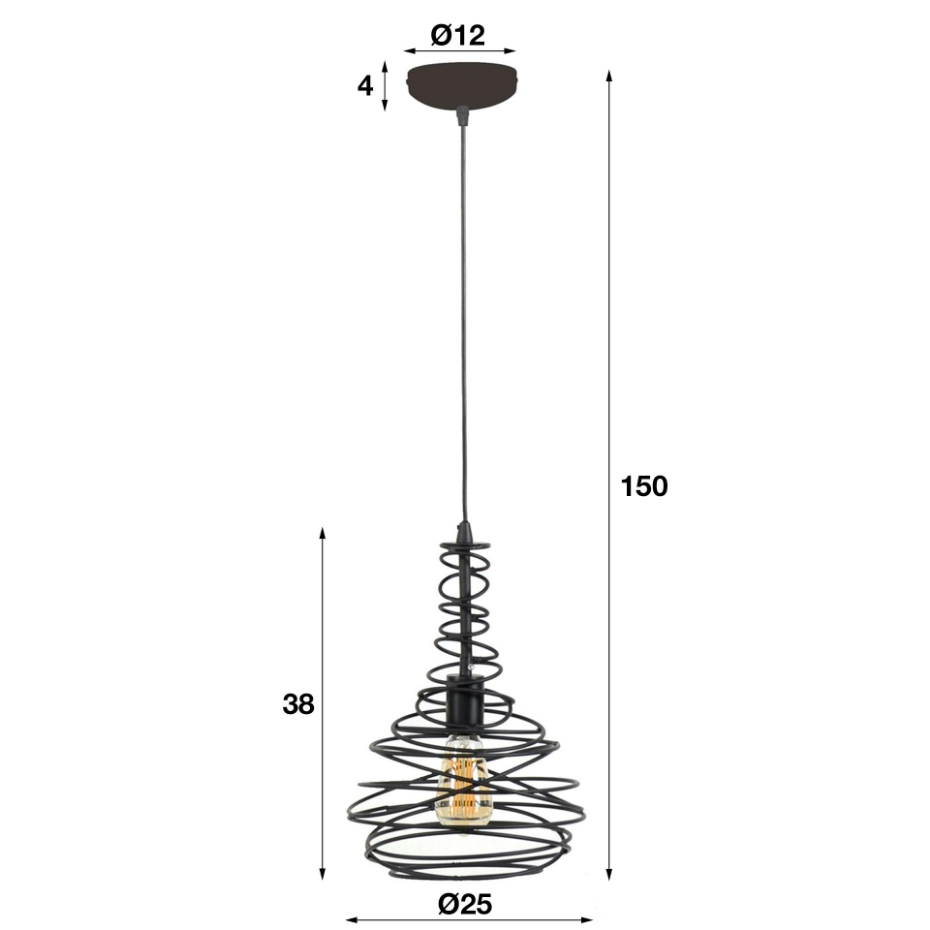 Suspension industrielle forme cône filaire noir RALF