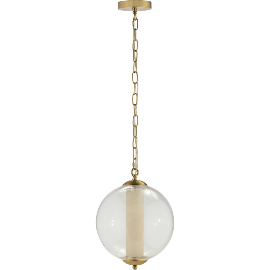 Suspension en métal et verre forme ronde albâtre