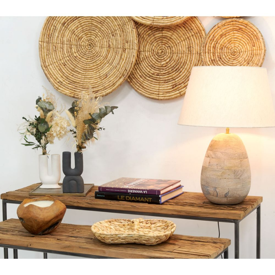 Pied de lampe ovale en manguier