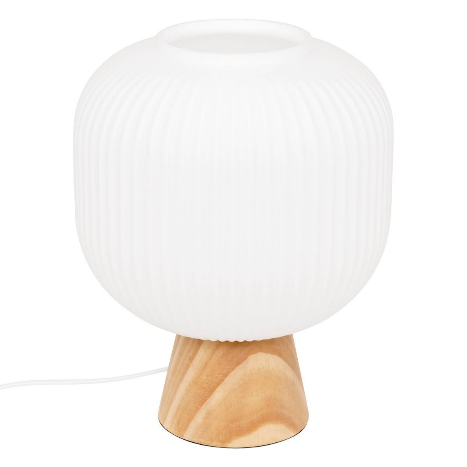 Lampe à poser verre cannelé et bois TRAVIS