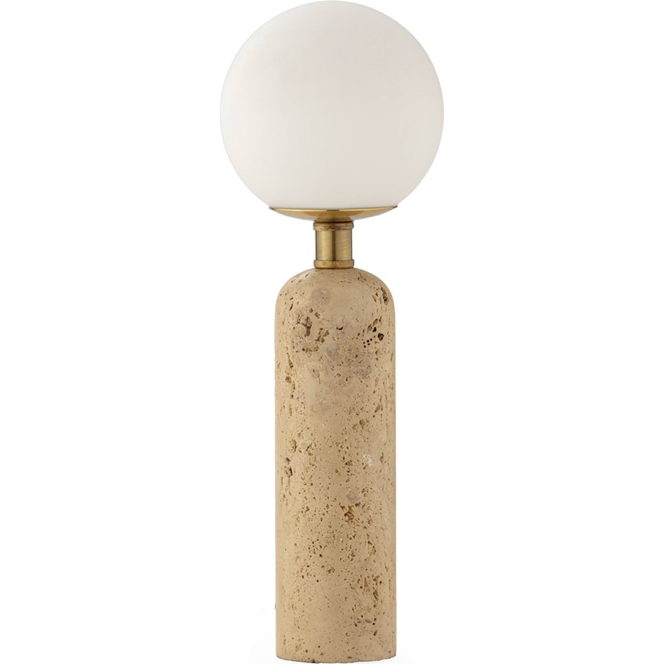 Lampe de table en marbre travertin et verre