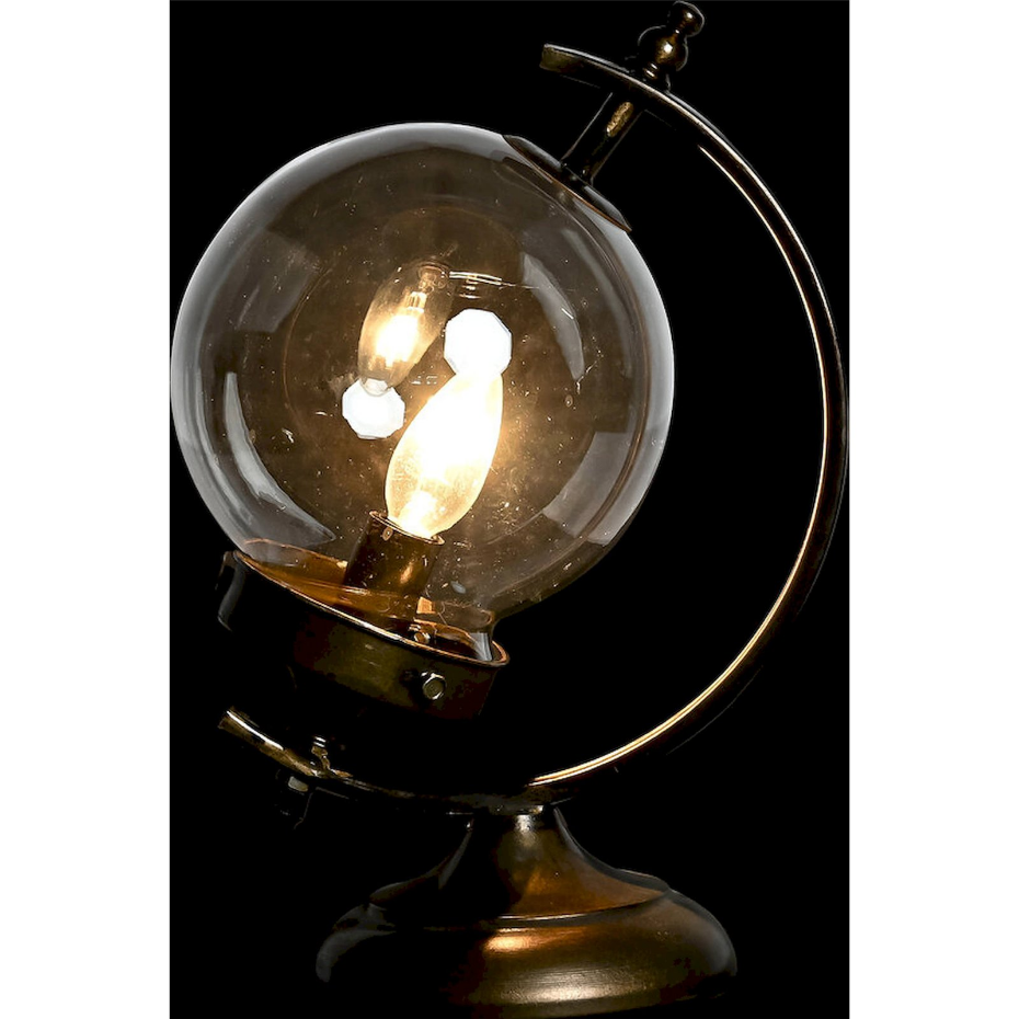Lampe de table en métal et verre globe organique Vintage