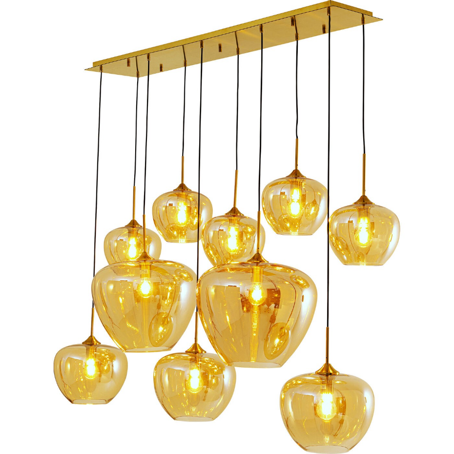 Suspension en verre et acier 10 abat-jours, SPHERE