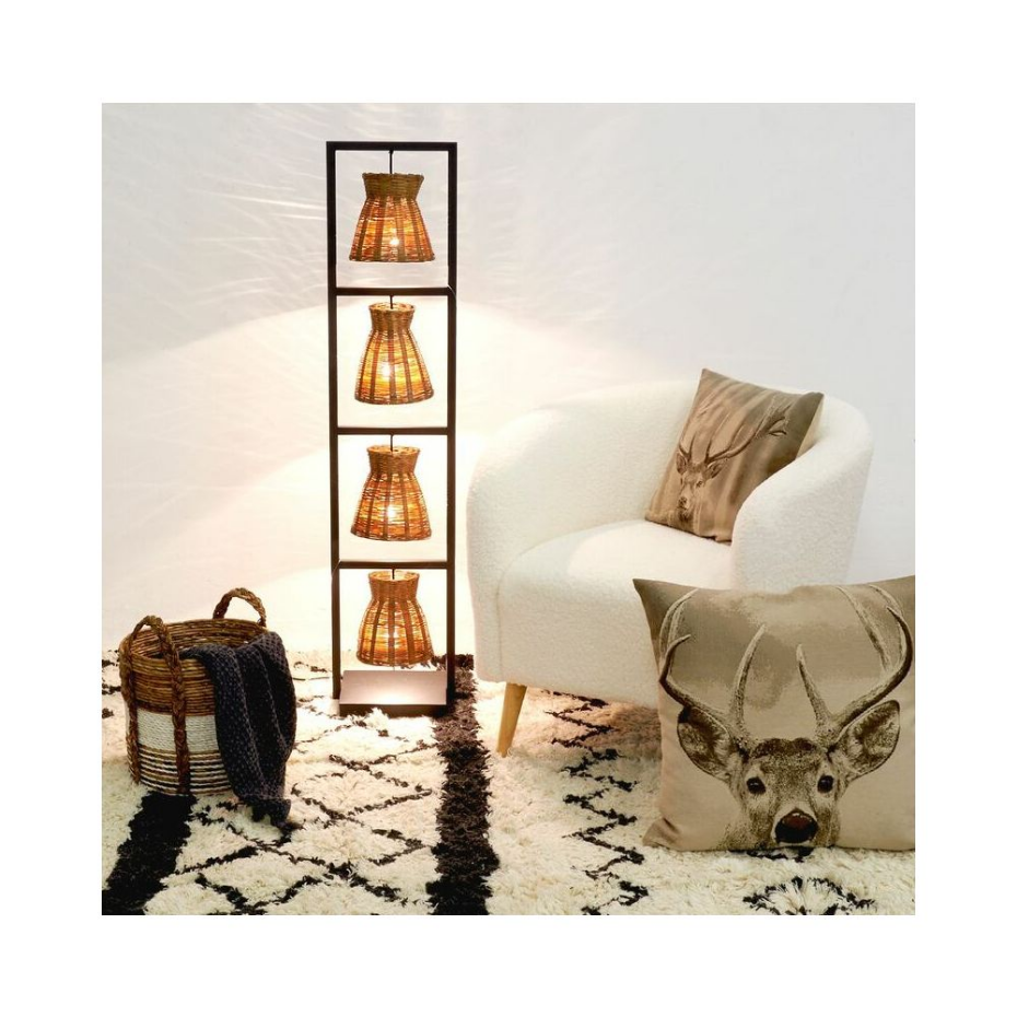 Lampe en métal et bambou naturel