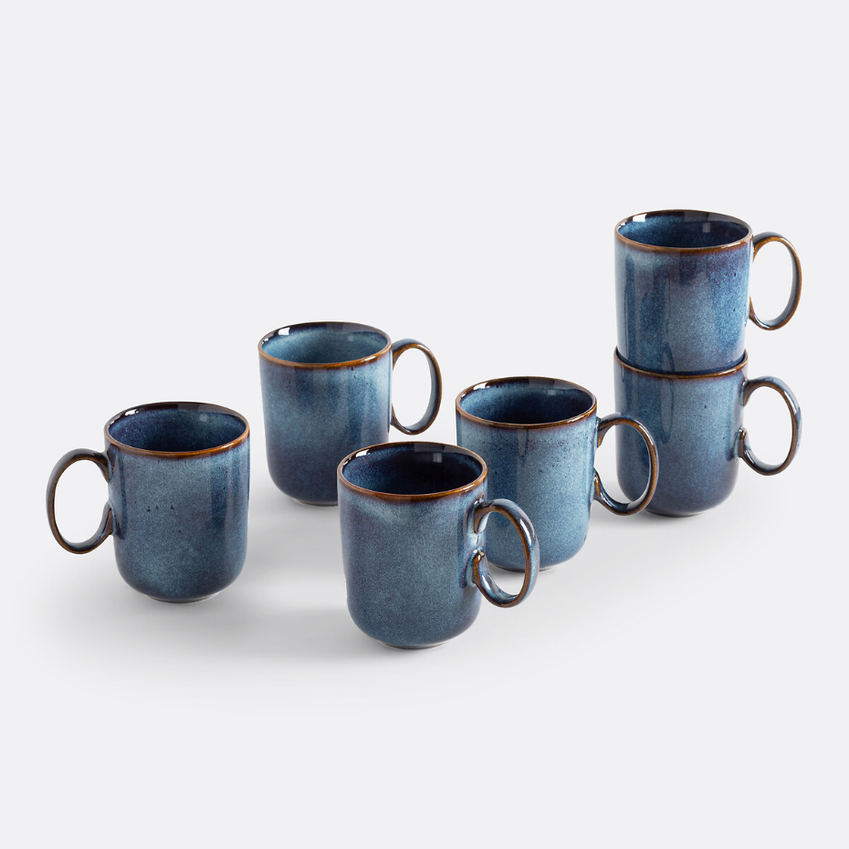 Lot de 6 mugs en grès, Onda