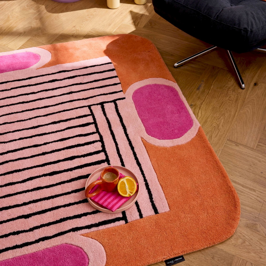 Tapis en laine et coton rectangulaire