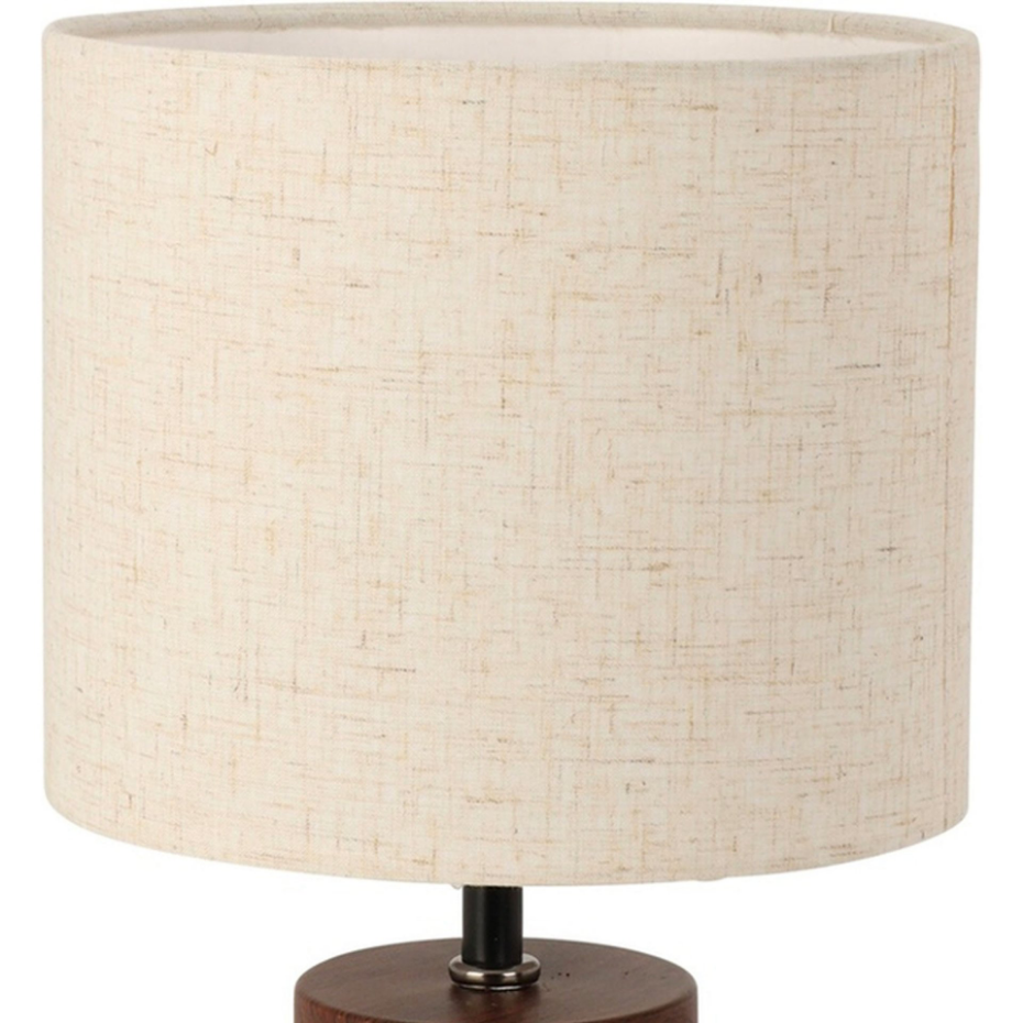 Lampe à poser céramique effet bois et abat-jour beige 18x18x30cm