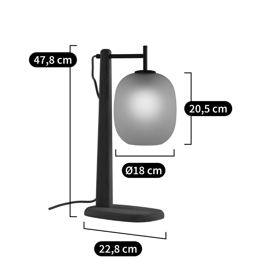 Lampe à poser chêne et verre givré, Navida