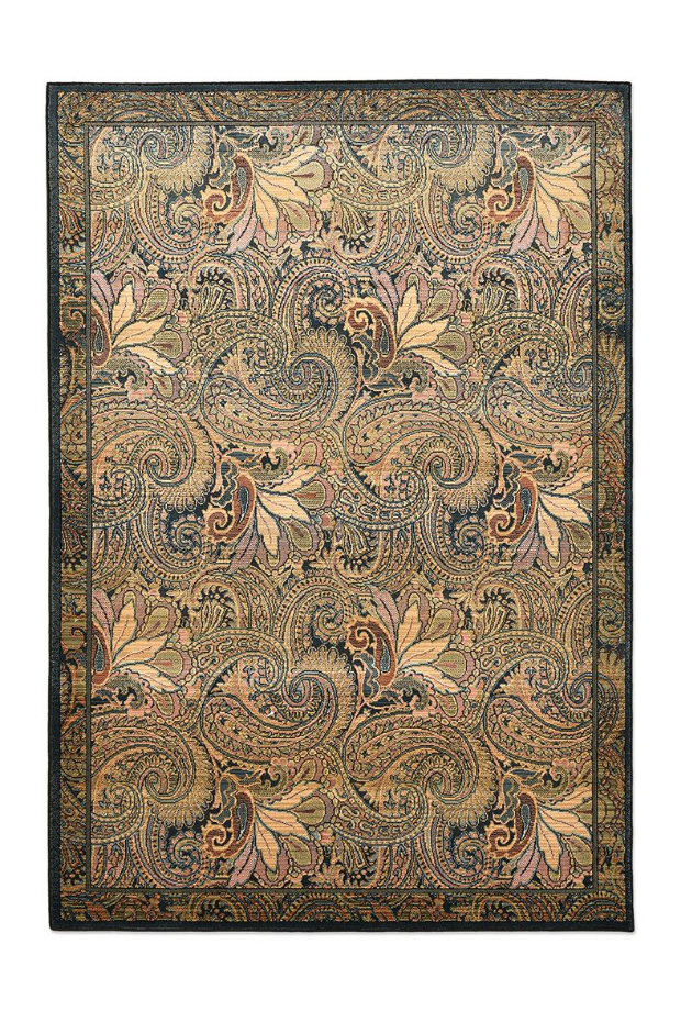 Tapis tissé à poils courts avec motif floral et bordure - Gabiro