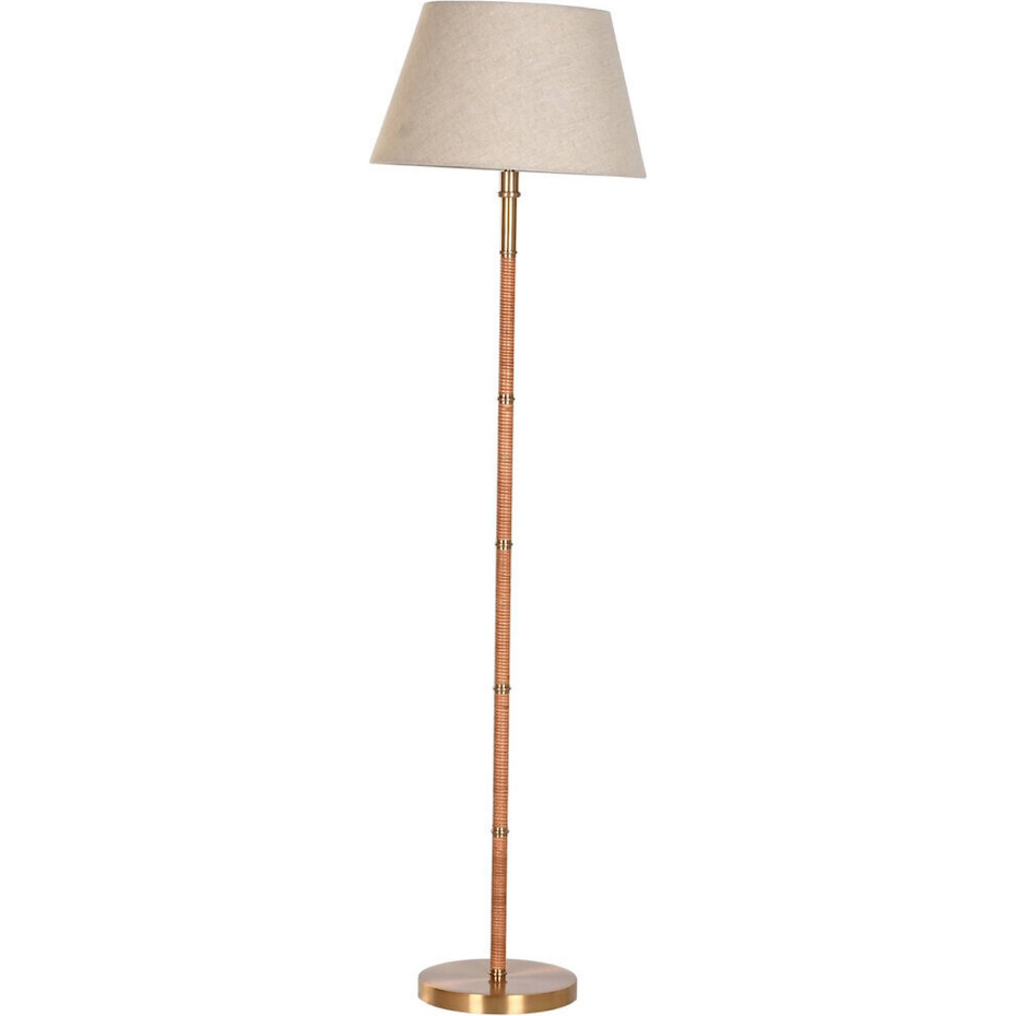 Lampadaire rond en laiton et rotin Item Home India Lamps 1c25