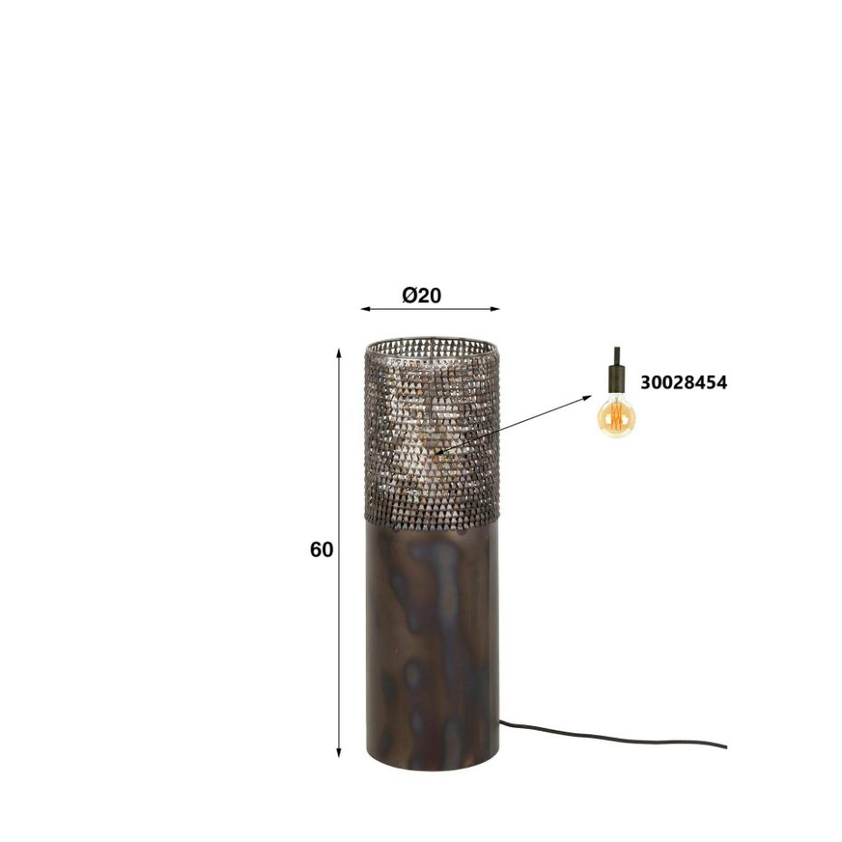 Lampadaire cylindrique ajouré 60 cm RALF