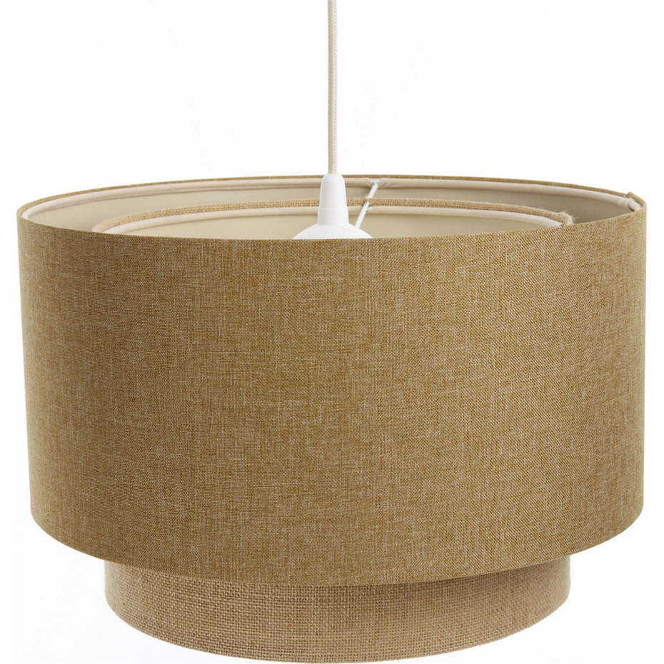 Suspension ronde en tissu et rotin Boho Elegant
