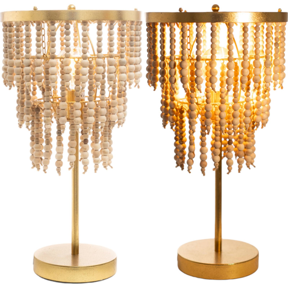 Lampe de salon en métal et bois forme ronde